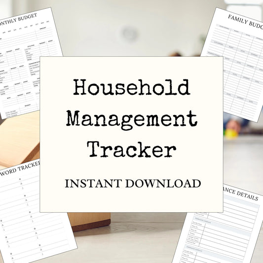 Household Management Tracker | Digital Download | Organize Finances, Expenses, Home Projects, and More