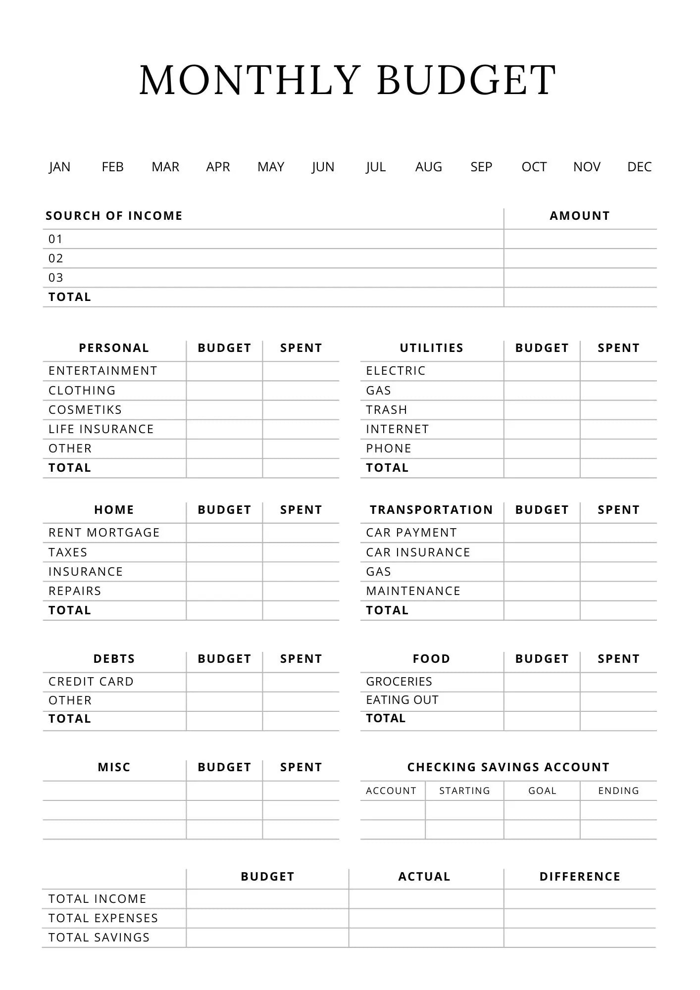 Household Management Tracker | Digital Download | Organize Finances, Expenses, Home Projects, and More