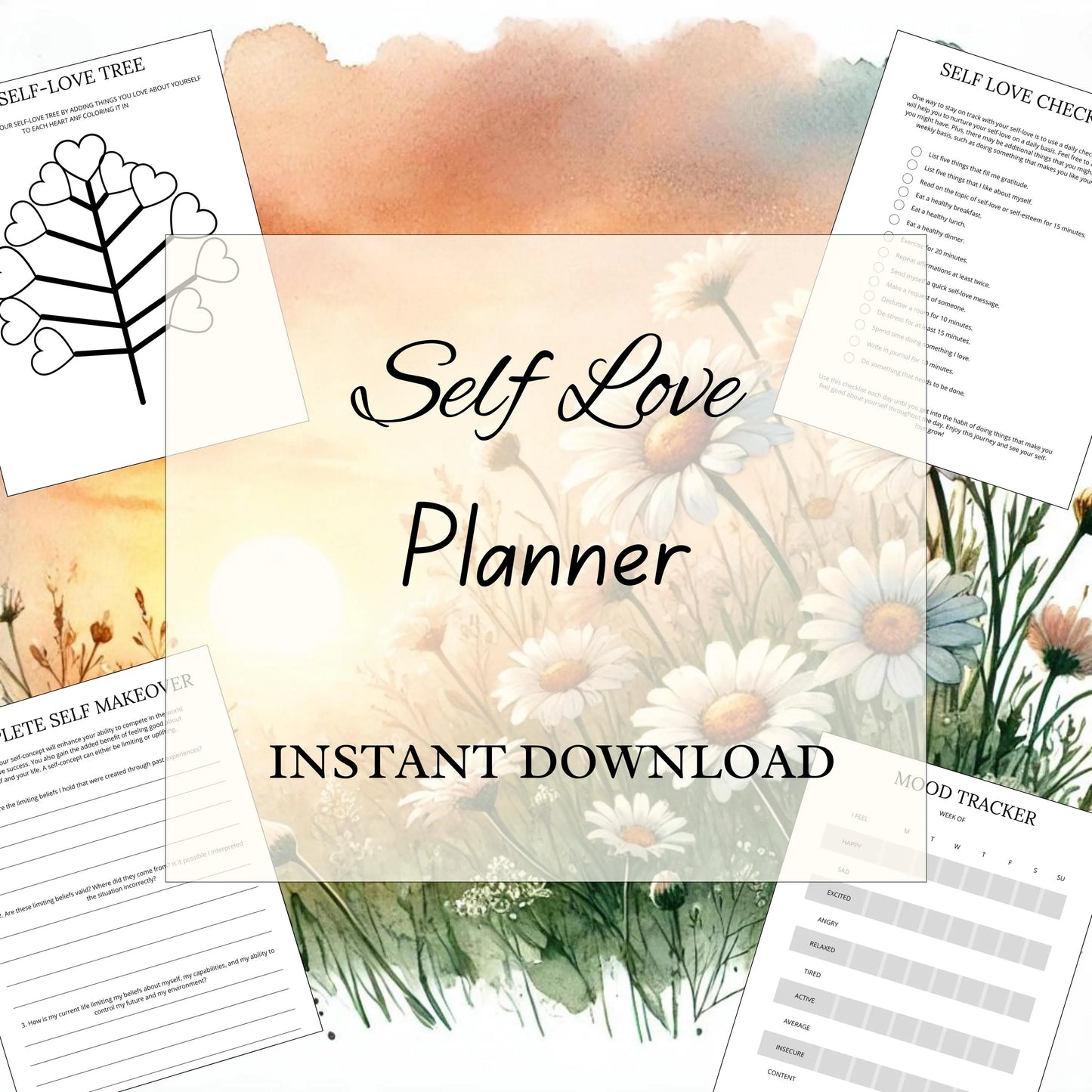 Self Love Planner | Daily and Weekly Reflections | Mindfulness, Gratitude and Self-Care Journal