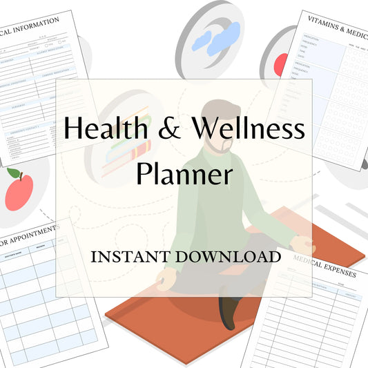 Health & Wellness Planner | Medical Organizer | Fitness Nutrition Tracker | Habit and Mood Journal | Doctor Appointment Log