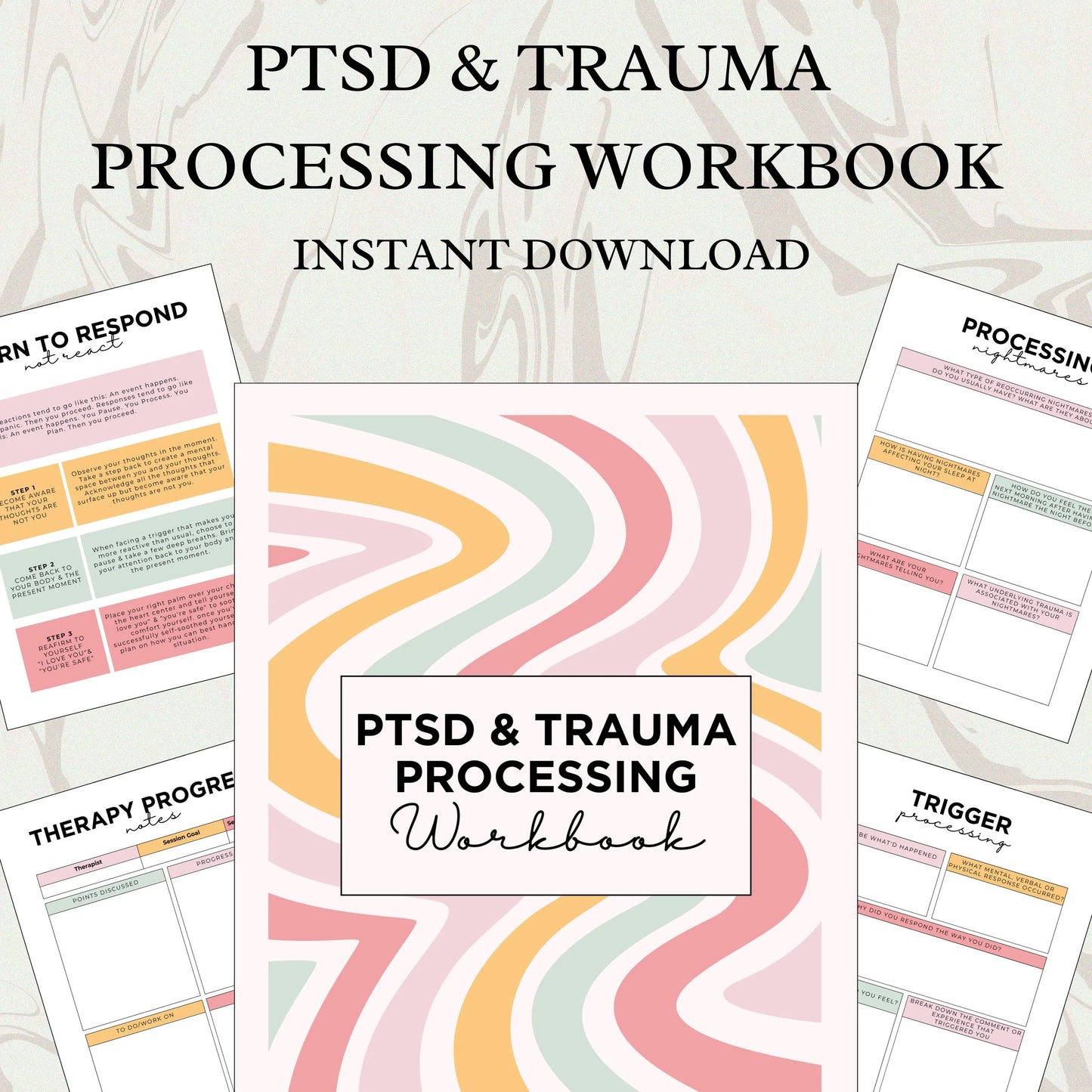 PTSD & Trauma Processing Workbook | Healing and Self-Care Planner | Digital Download | Mental Health Journal