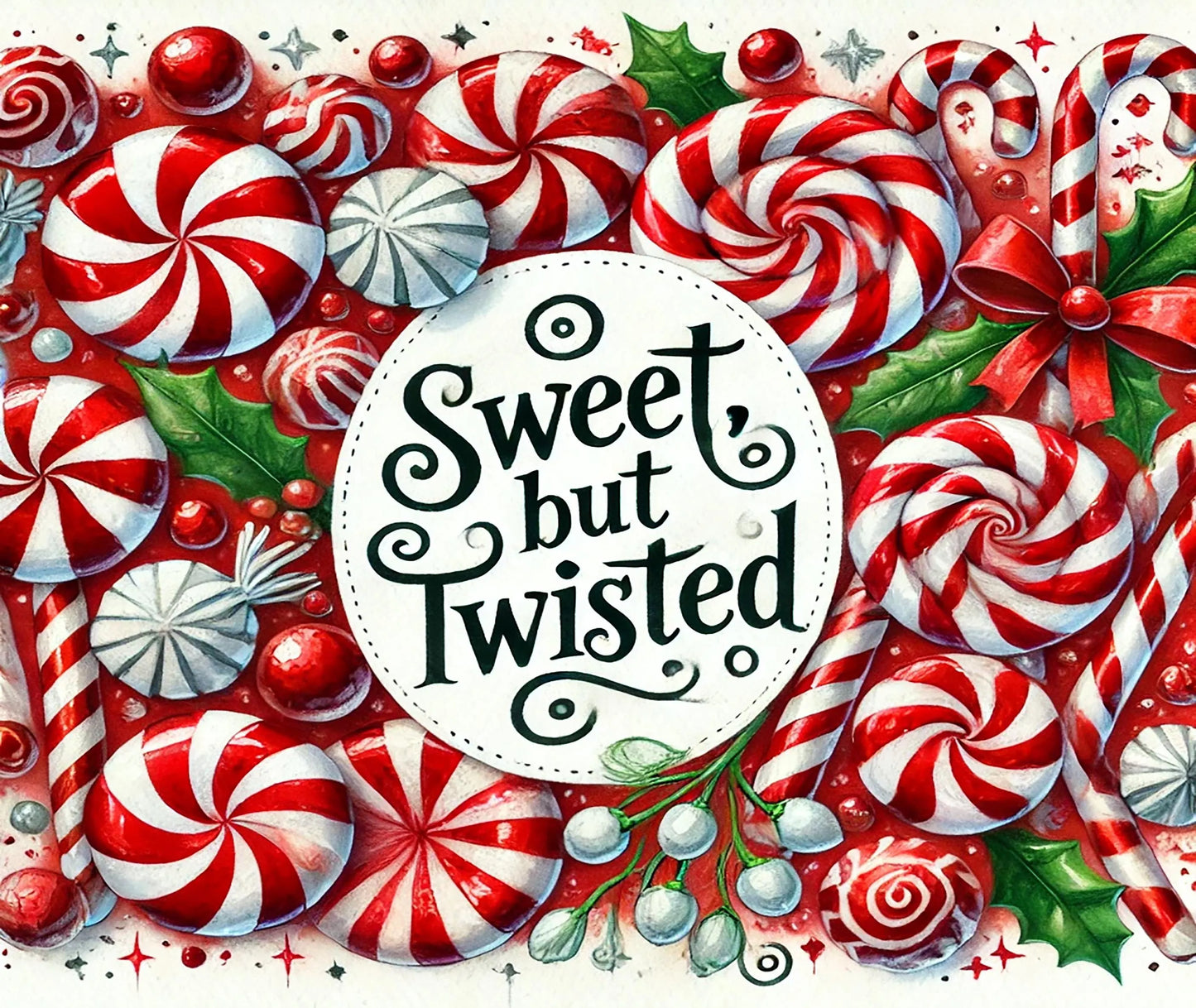 Sweet But Twisted Holiday PNG Tumbler Wrap for 20oz Skinny Tumbler