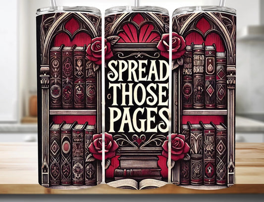 Spread Those Pages PNG, 20oz Tumbler Wrap PNG, Straight Skinny Tumbler Wrap Download Book Smut