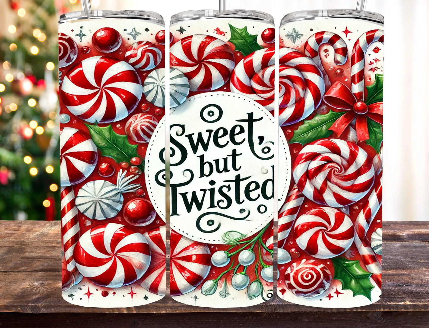 Sweet But Twisted Holiday PNG Tumbler Wrap for 20oz Skinny Tumbler