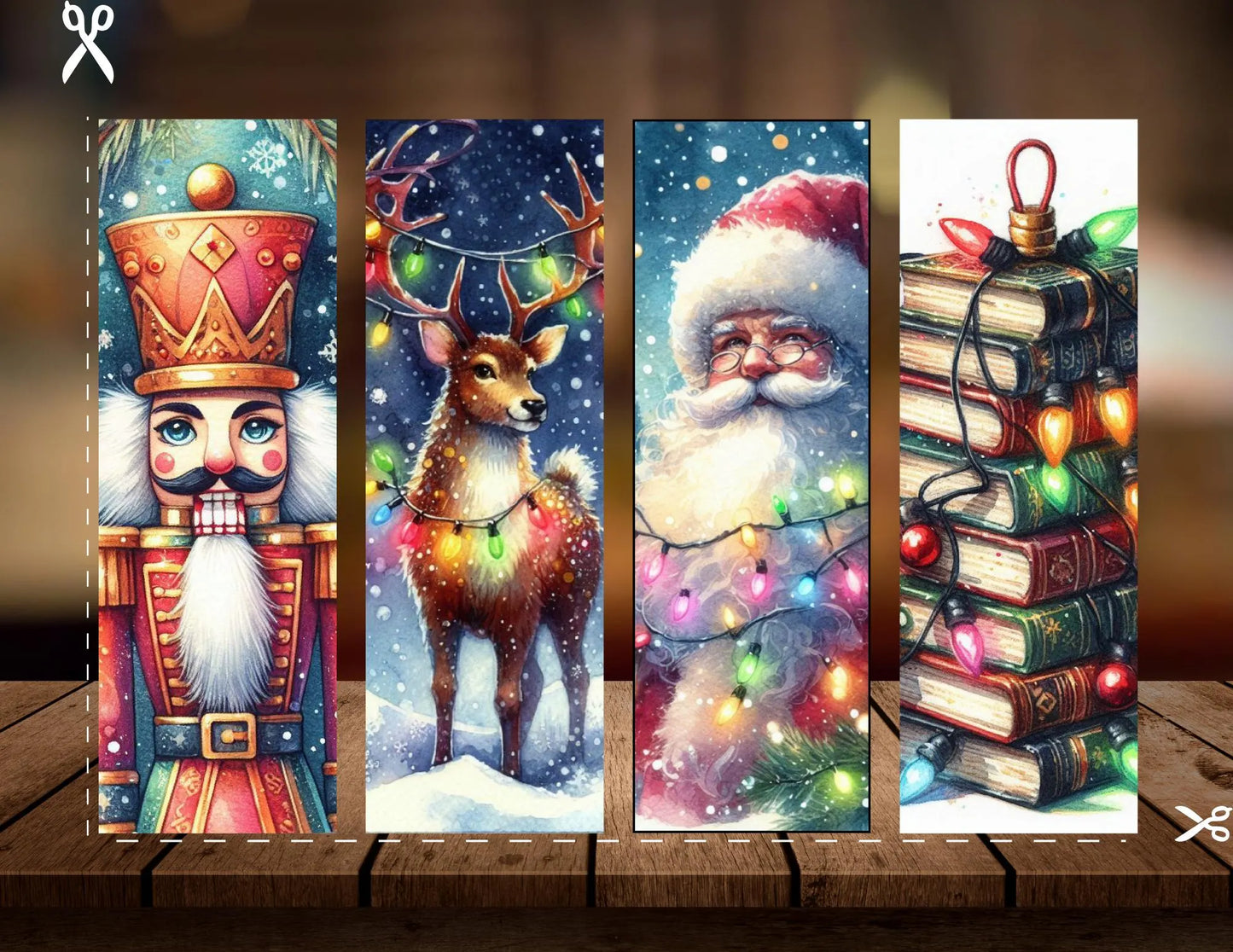 Adorable Christmas Bookmarks Set of 4, Cute Christmas Printable