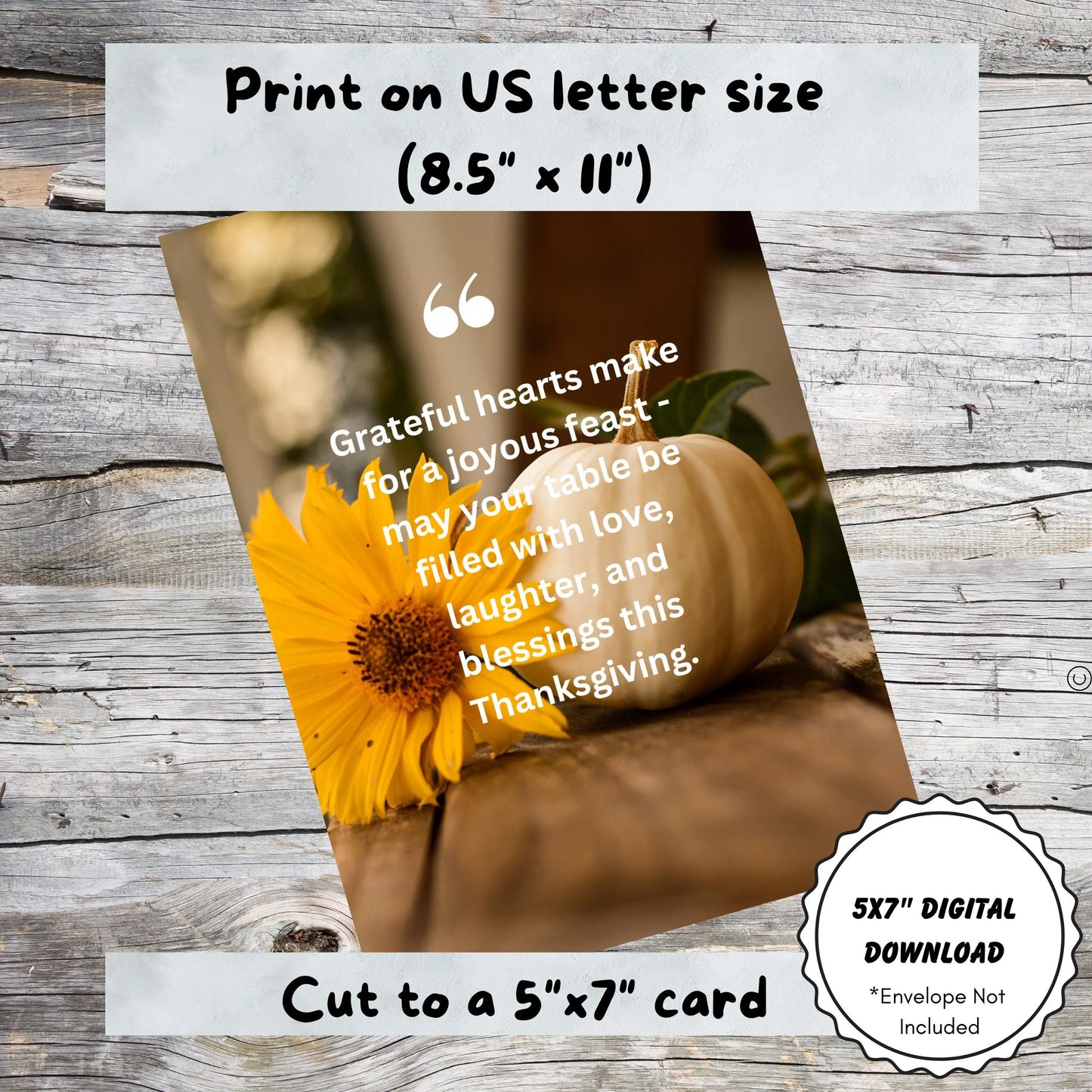 Thanksgiving Cards, Vertical 5x7 Digital Download