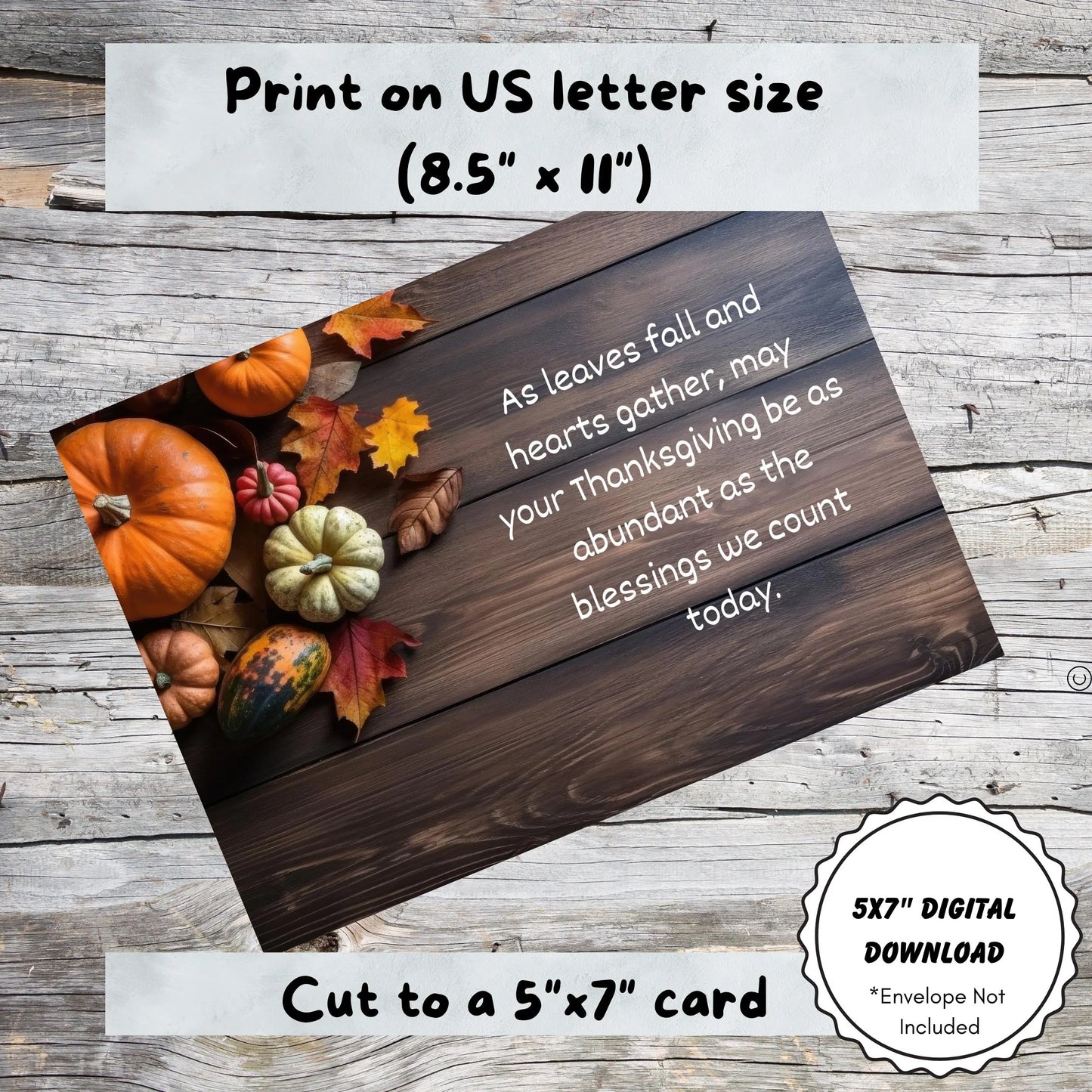 Thanksgiving Cards 5x7, Digital Download, Festive Holiday Greeting Cards for Thanksgiving Celebration