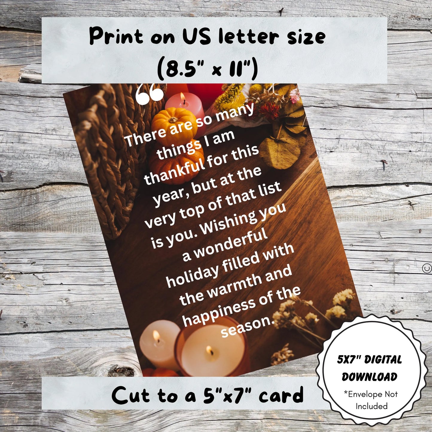 Thanksgiving Cards, Vertical 5x7 Digital Download