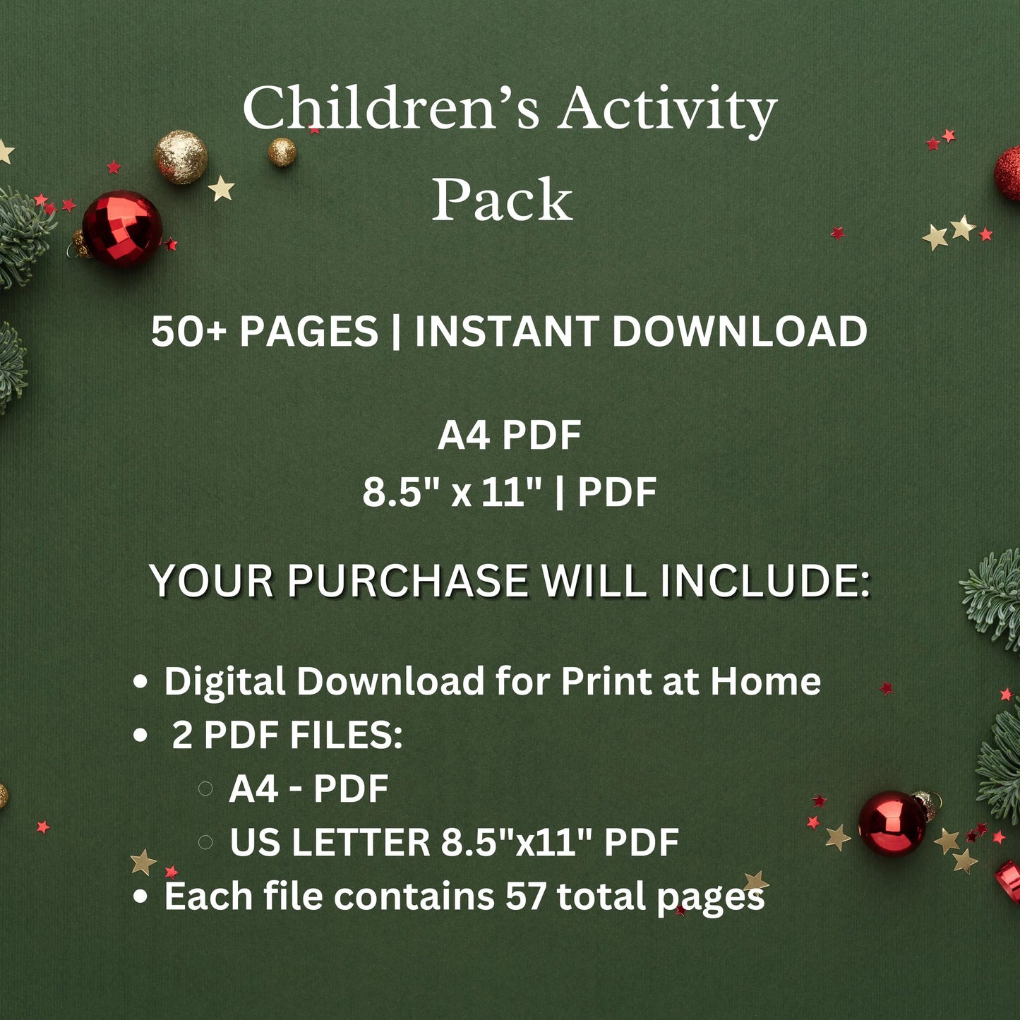 Children’s Printable Christmas Activity Pack | 50+ Fun and Educational Holiday Worksheets | Ages 3-10 | Perfect for Homeschool & Family Use