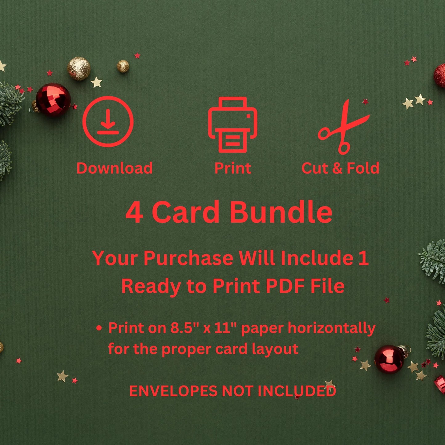 Printable Penguin Christmas Card Bundle | 5x7 Instant Download Holiday Greeting Cards