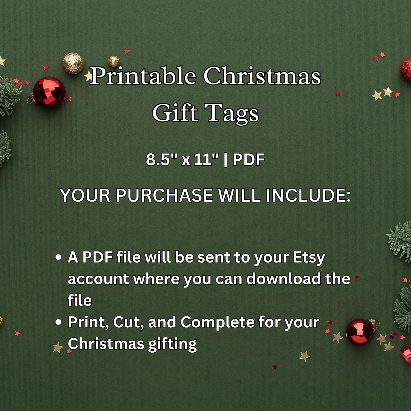 Printable Christmas Gift Tags | Digital Download Holiday Tags | DIY Festive Wrapping Accents | Merry Christmas Tags