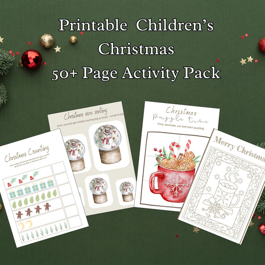 Children’s Printable Christmas Activity Pack | 50+ Fun and Educational Holiday Worksheets | Ages 3-10 | Perfect for Homeschool & Family Use