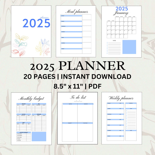 2025 Digital Planner | Printable 8.5 x 11