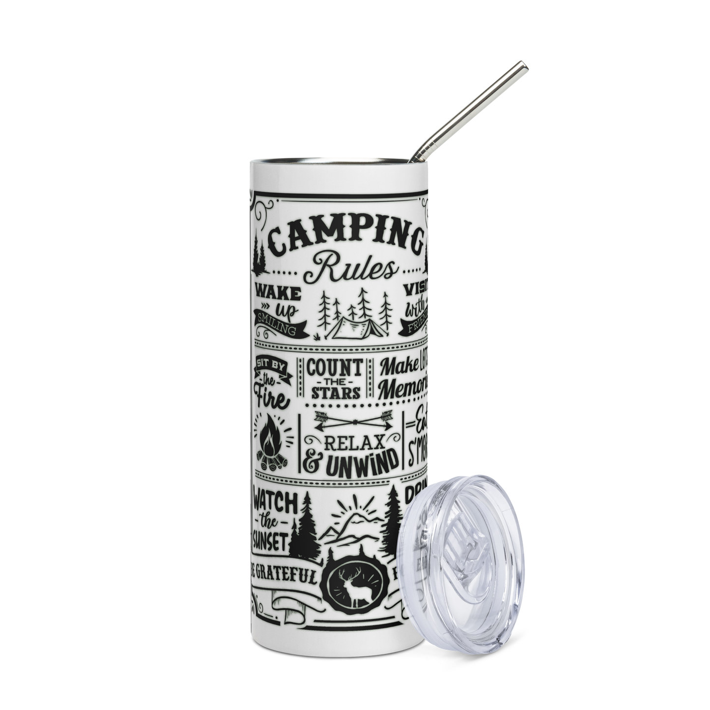 Camping Rules - 20oz Stainless Steel Tumbler