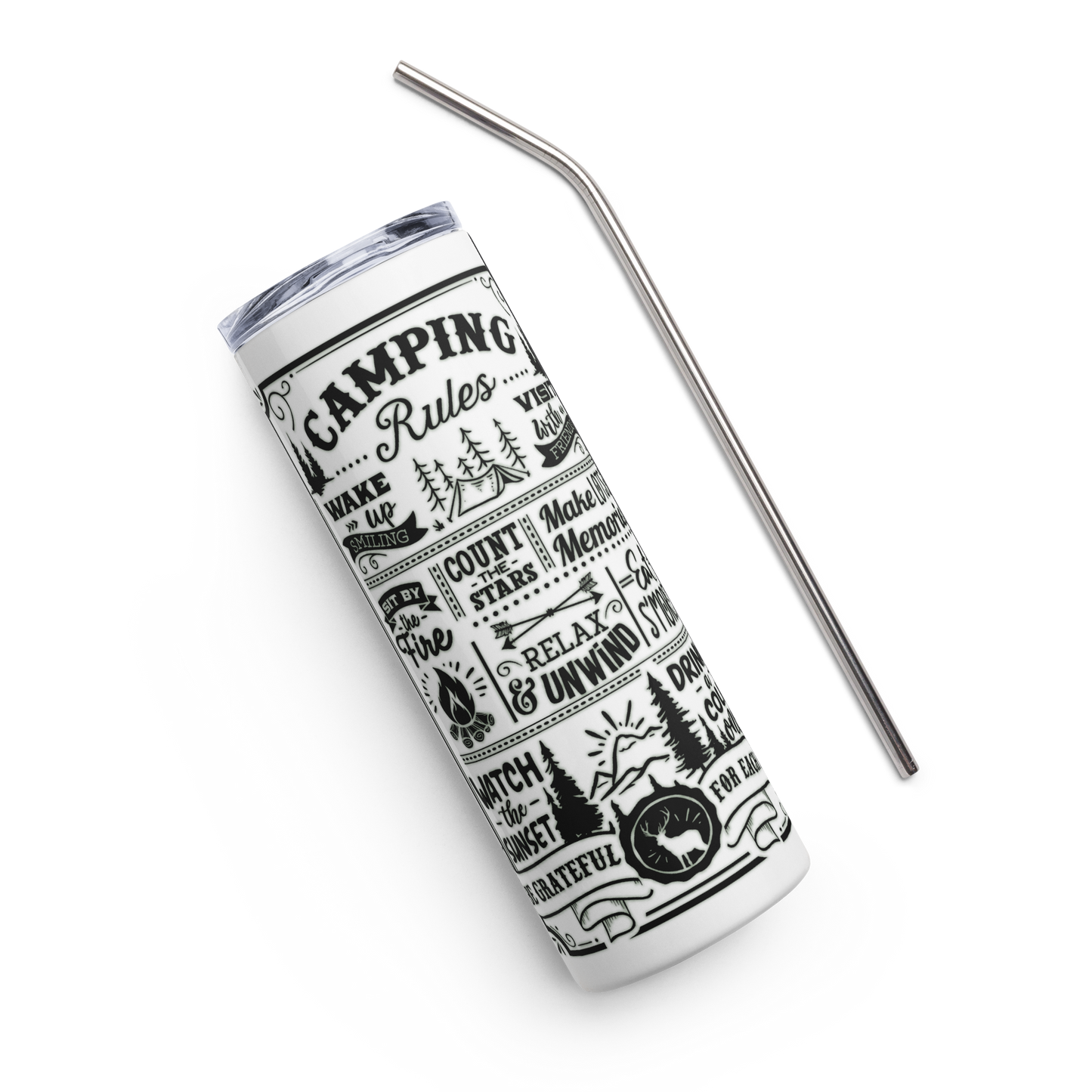 Camping Rules - 20oz Stainless Steel Tumbler