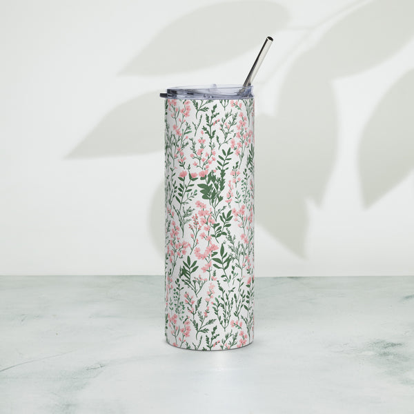 Green and Pink Floral - 20oz Stainless Steel Tumbler