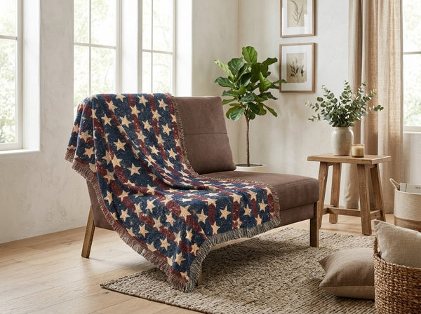 Patriotic Star Woven Blanket - Horizontal